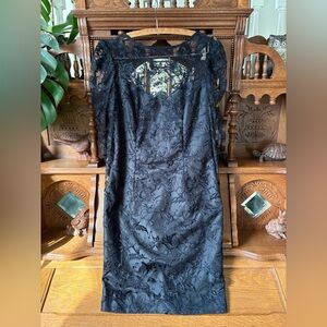 Vintage 80s Lace Black Long Sleeve Dress Size Small